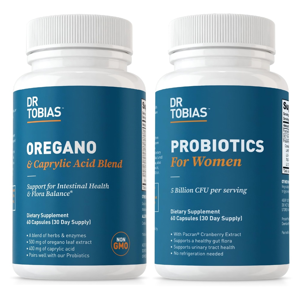 Dr. Tobias Oregano and Caprylic acid Blend and Probiotics for Women - Gut、免疫、尿の健康、非GMOをサポート
