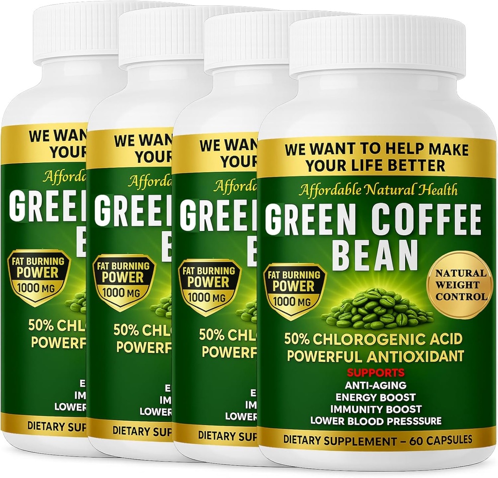 Green Coffee Bean Extract, 100% Pure Green Coffee Bean Capsules, 50% Chlorogenic Acid, 10,000 mg Strength, 240 Capsules, 8 Month Supply, Non-GMO and Gluten Free, Traditional Herbal Supplement