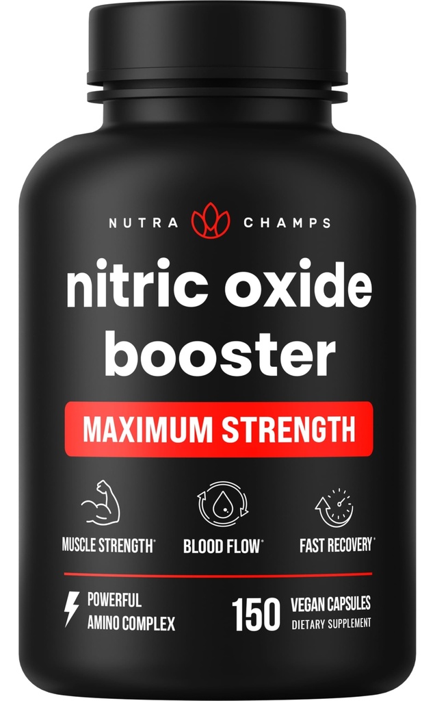 NutraChampsニトリ酸化物サプリメント、L-アルギニン、Lシトルリンマレート、AAKG、パインバーク、グレープシードエキス、余分な強度ニトリク酸化物ブースター、ニトリオキサイドピル、強度、エネルギー、血流