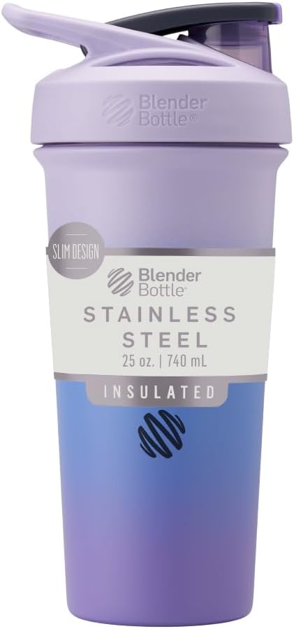 BlenderBottleのスポーツの洗練されたステンレス鋼のシェーカーはワイヤー ウィスク、25-Ounce、Lavender Ombreとびんを絶縁しました–運動選手のための蛋白質の揺れ及び水和し及び適性のEnthusiasts、容易な混合は、握ること容易、飲み物を風邪、ロックできるふた保ちます