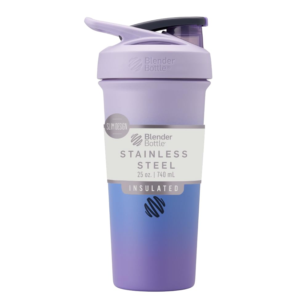 BlenderBottleのスポーツの洗練されたステンレス鋼のシェーカーはワイヤー ウィスク、25-Ounce、Lavender Ombreとびんを絶縁しました–運動選手のための蛋白質の揺れ及び水和し及び適性のEnthusiasts、容易な混合は、握ること容易、飲み物を風邪、ロックできるふた保ちます