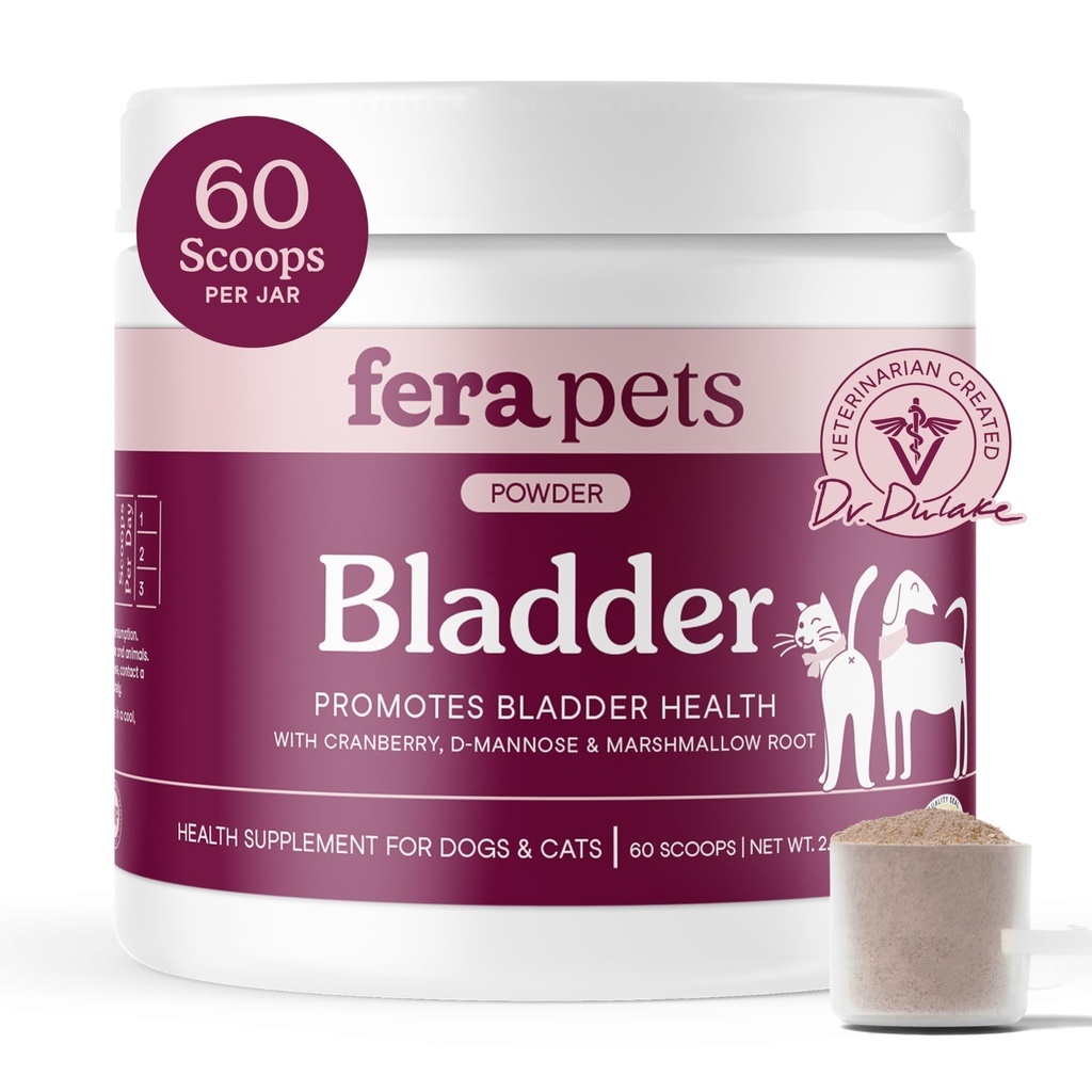 Feraペット膀胱のサポート - 犬と猫のためのクランベリー - D-Mannose&Marshmallow Root - 尿路のサポート - 正常な尿pHをサポート - 免疫 - 60 Scoops