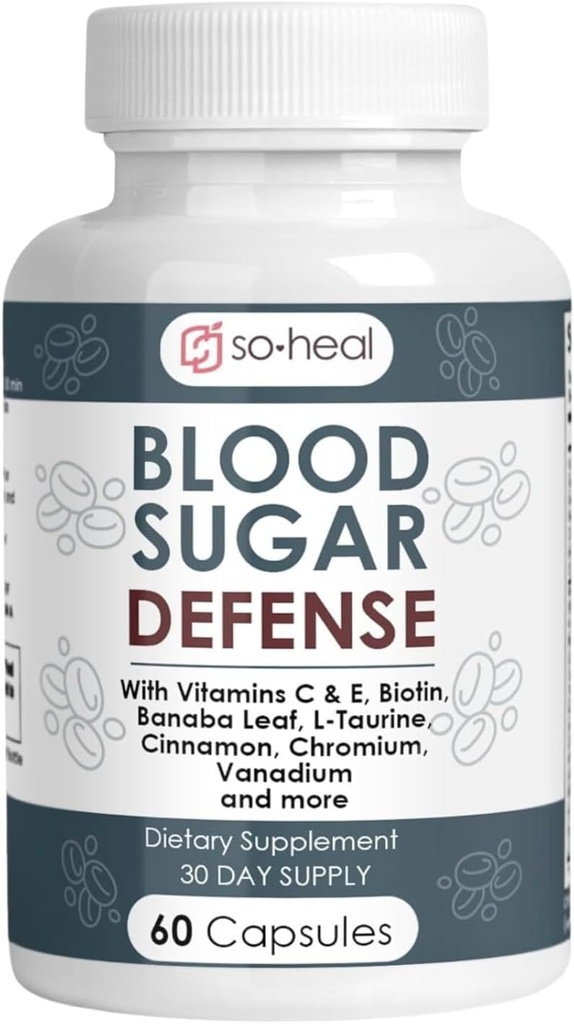 Sugar Shield Defense Supplement - Cinnamon, Chromium, Vanadium, Triple Protection for Heart, Metabolism, Energy - 60 Capsules, Made in USA