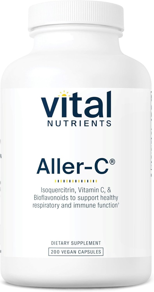 Vital Nutrients Aller-C | 完全菜食主義者 呼吸器機能サポート|イソケシリン、Bromelain、Bioflavonoid、ビタミンC | グルテン、乳製品、大豆フリーサプリメント | 200カプセル