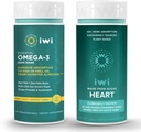 Iwi Omega-3 エッセンシャル & ハートオメガ-3 バンドル, 30 サービング, ビーガン植物ベースの藻オメガ 3, キル & 魚油代替, 魚介類の後味なし