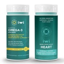 Iwi Omega-3 エッセンシャル & ハートオメガ-3 バンドル, 30 サービング, ビーガン植物ベースの藻オメガ 3, キル & 魚油代替, 魚介類の後味なし