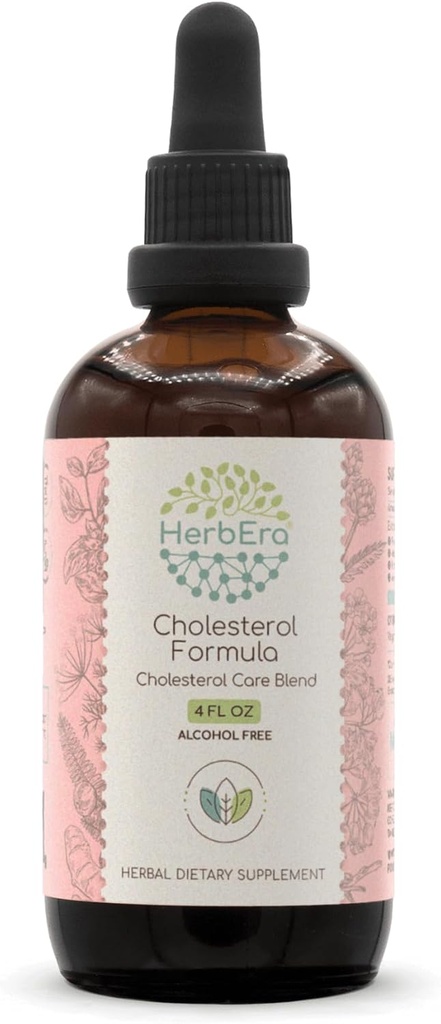 HerbEra CholesterolフォーミュラB120アルコールフリーエキスTinctureアーティチョークリーフ、ホーソーンリーフとフラワー、フェンネルシード、ターメリックルート、アシュワガンダルート、アムラベリー。 Cholesterolの心配のブレンド4 Fl Oz