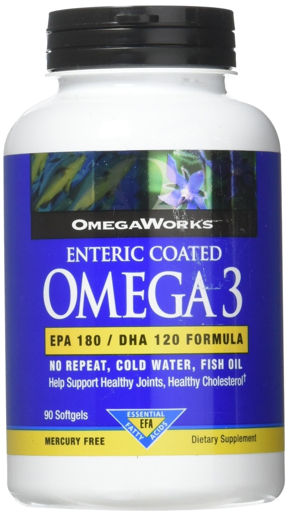 OmegaWorksの極度のオメガ3、EPA/DHAの脂肪酸、健康な接合箇所、 Enteric上塗を施してある90のsoftgelsの90のサービング