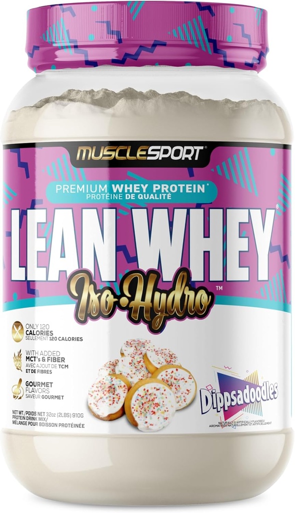 Musclesport Lean Whey RevolutionTMプロテインパウダー - Wheyプロテインアイソレート - 低カロリー、低炭水化物、低脂肪、信じられないほどの味 - スコープ当たり25gタンパク質(2lb、Dippsadoodle)