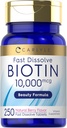 Carlyle Biotin 10000mcg | 250 速い分解のタブレット | 最大強度 | ベジタリアン・非GMO・グルテンフリーの補足