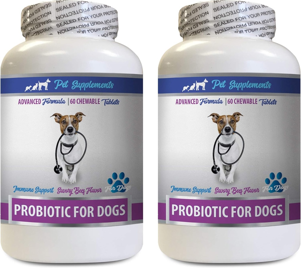 犬のためのアンチ・ディアリアピル - 犬のためのPROBIOTICS - 健康なガット - ガスディアリアと悪い呼吸を停止 - 消化ブースト - 犬のプロバイオティクスパケット - 2ボトル(120のお菓子)