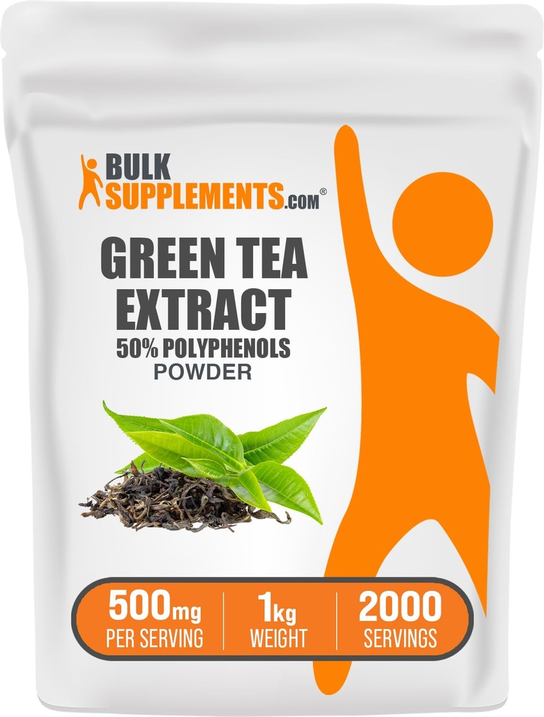 BulkSupplements.comgreenティーエキスパウダー - 50%ポリフェノールサプリメント、EGCGサプリメント - グルテンフリー、給食当たり500mg、1kg(2.2ポンド)(パッケージ1)
