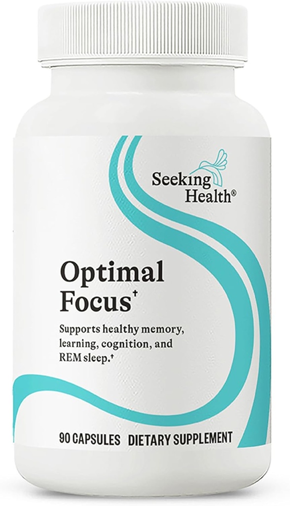 Seeking Health Optimal Focus, Stimulant-Free and Caffeine-Free Nootropic Support for Memory and Focus, with Choline, DHA from Algae, American Ginseng, Vegan and Vegetarian (90 Capsules)