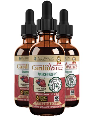Rejuvica Health CardioVance - 心臓サポートサプリメント - より良い吸収のための液体配達 - Hawthorne、ハイビスカス、Arjuna、オリーブリーフ&その他!