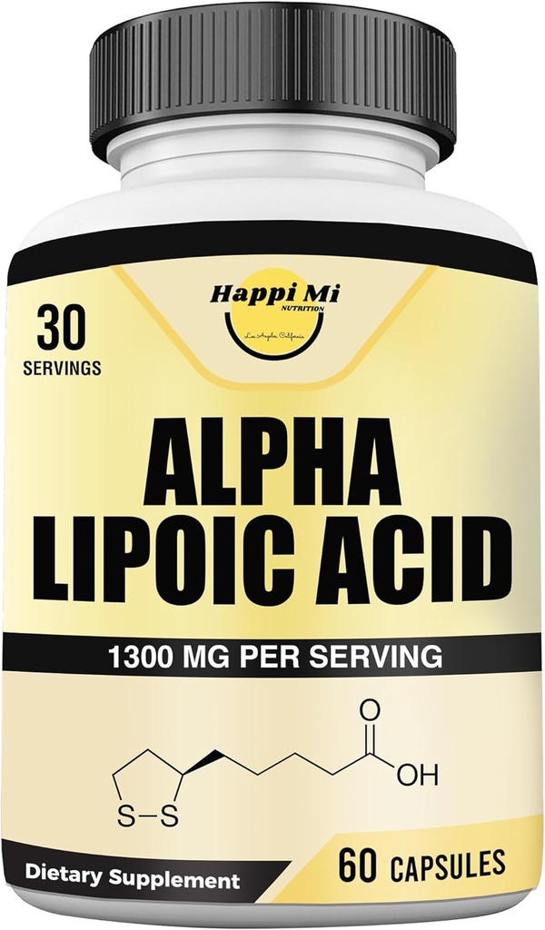 アルファリポ酸はサービングごとの1300mg - 30のサービングごとの1300mgをカプセルに入れます - 全体健康のための酸化防止サポート