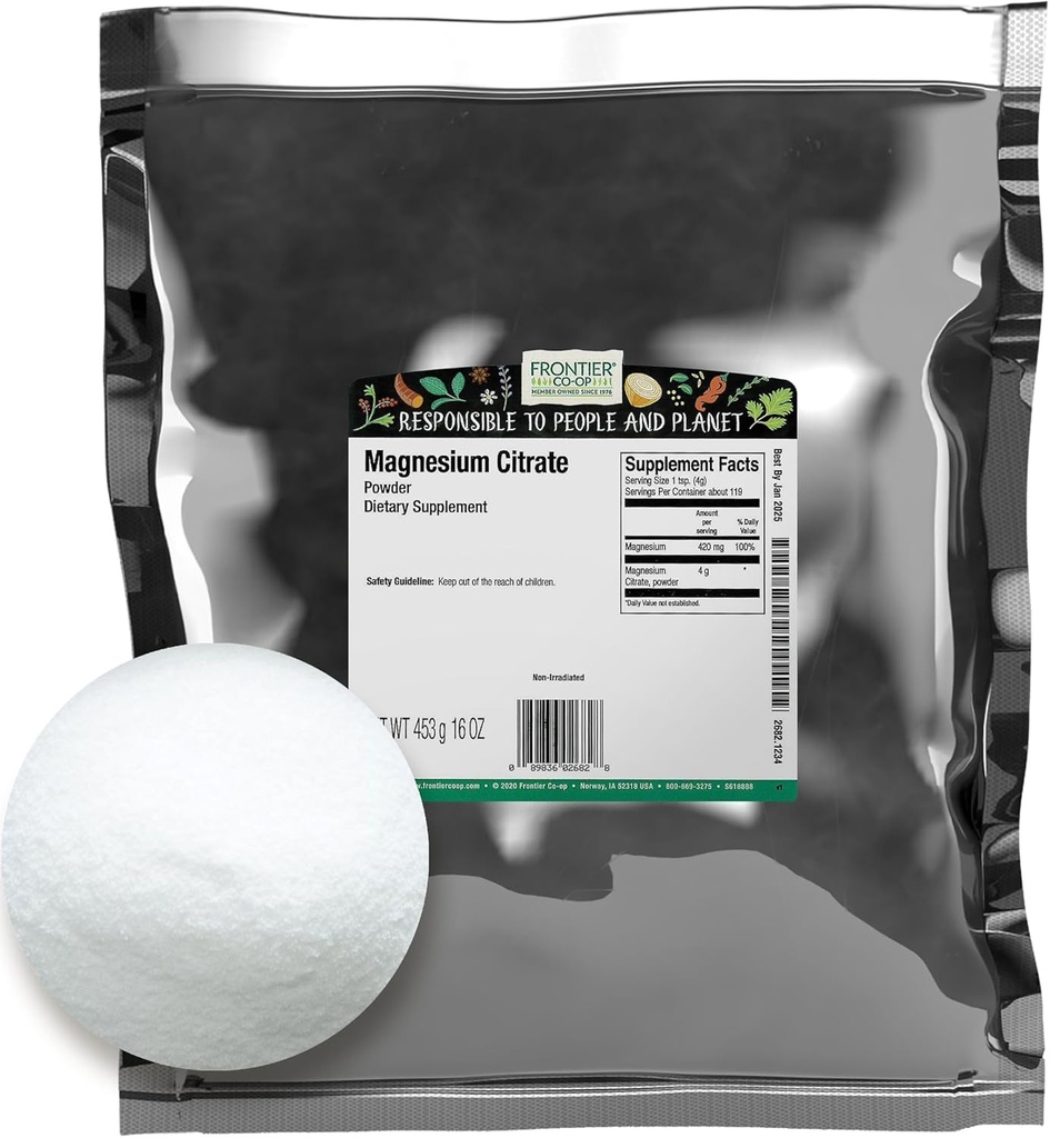 フロンティアのバルク マグネシウムのクエン酸塩の粉、16のOunce