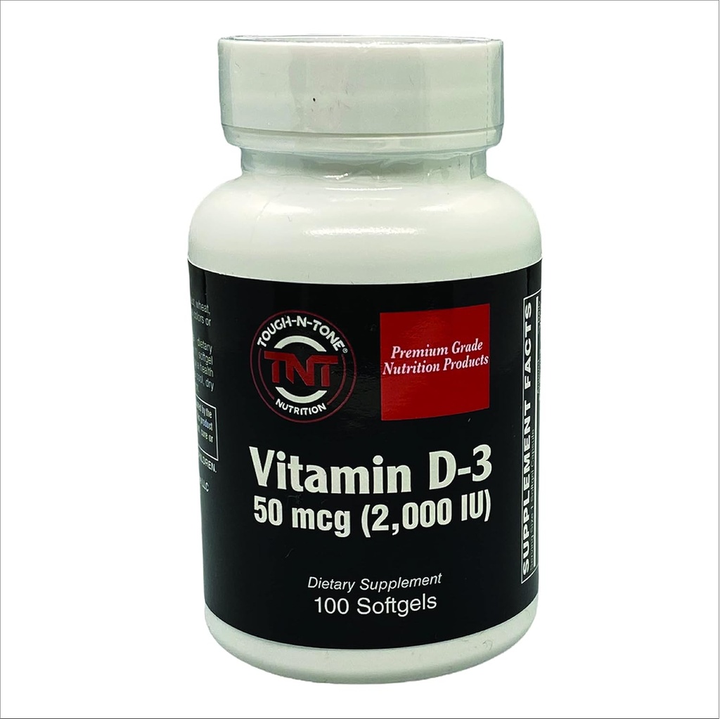 TOUGH-N-TONE Premium Grade Vitamin D-3, 2,000 IU (cholecalciferol), a Highly bioavailable Form of Vitamin D, in an Easy to Swallow Soft Gel.