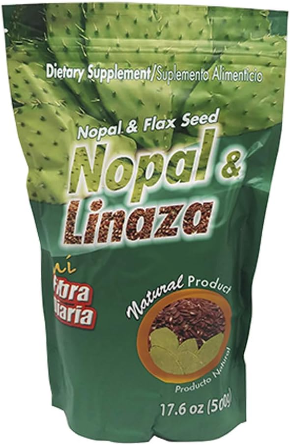 ノパル&リンザ Nopal Cactusおよび亜麻の種繊維の食事療法の補足。 17.6 オンス。