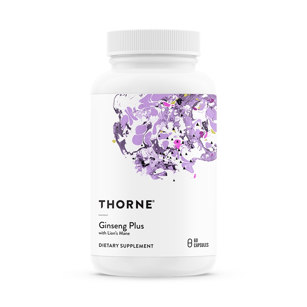 THORNE - Ginseng Plus - フォーカス、認知度、記憶とストレスへのレジリエンスをサポート* - 韓国の赤いジンセン、ライオンのマネ&ギリシャのマウンテンティー - 大豆、グルテンフリー、60カプセル