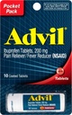 Advil Coated Tablets Pain Reliever and Fever Reducer, Ibuprofen 200mg, 4 x 10 Count Vial, Fast Pain Relief, Pocket Pack