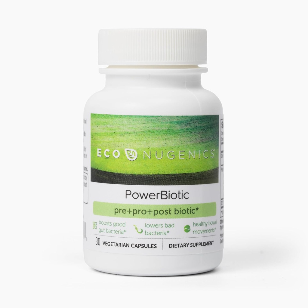 EcoNugenics PowerBiotic:男性と女性のためのプレバイオティック、プロバイオティック&ポストバイオティクス - 30カプセル(1日) - 消化の健康、ガットクレンジング、便秘救済、免疫機能をサポート