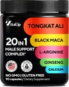 Astragalusと男性20のためのTongkatアリ - 米国は黒のマカルート、L-アルギニン、Ginseng、Calcium、正常な強さ及び耐久性サポートのためのAstragalusのコンプレックスを作りました- 90の帽子