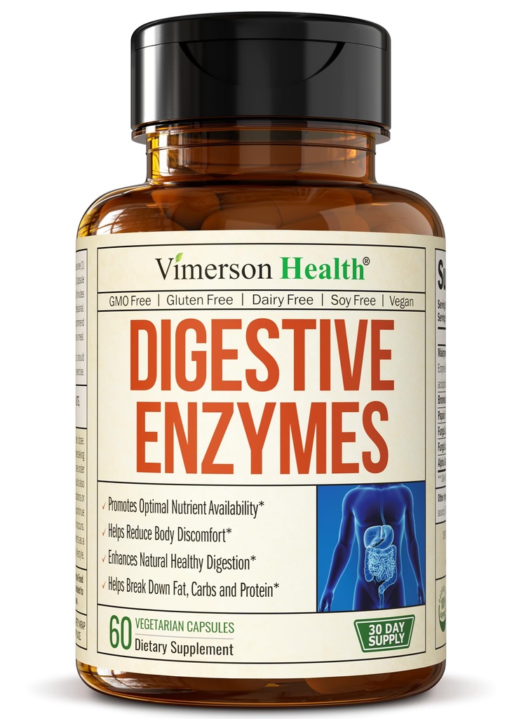 消化酵素 - プロバイオティックマルチ酵素(Enzimas Digestivas) - ユニークなMakzyme-Proフォーミュラと消化器用高度な酵素、腸の動きと栄養素吸収。 60の帽子