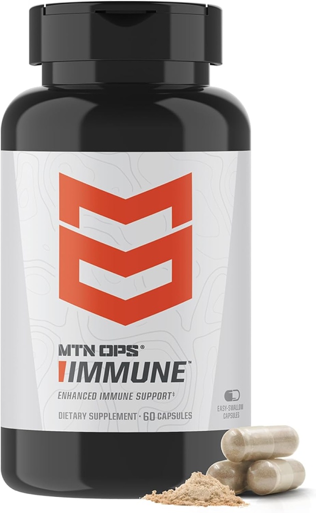 MTN OPS ImmuneTMは、ビタミンD、ビタミンC、亜鉛、エルダーベリー、Echinacea、抗酸化剤と毎日の免疫サポートをカプセル化 - 60 Easy-Sw Capsuleallow - 30サービング