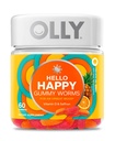 OLLYこんにちはハッピーガミーワーム、気分のバランスサポート、ビタミンD、サフラン、大人のChewableサプリメント、トロピカルZing - 60カウント
