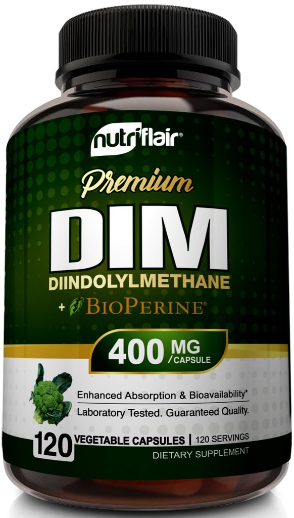 NutriFlair DIMは、バイオペリン、120カプセルと400mgを補います - Diindolylmethane - エストロゲンのMetabolismサポート&ホルモンバランス、月経、PCOS、男性と女性のためのアクネおよびスキン ケア - 300mgと比較します