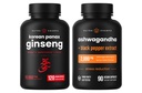 NutraChamps韓国のGinsengのカプセルおよびAshwagandhaのカプセル2のパックの束