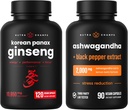 NutraChamps韓国のGinsengのカプセルおよびAshwagandhaのカプセル2のパックの束