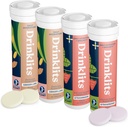Drinklits Ginger-Lime Hydration Electrolytes & Strawberry Immune サポート タブレット (4) チューブコンボパック | 素晴らしい味 – グルテンフリー – 毎日の使用 | 4 パック (40 サービング)