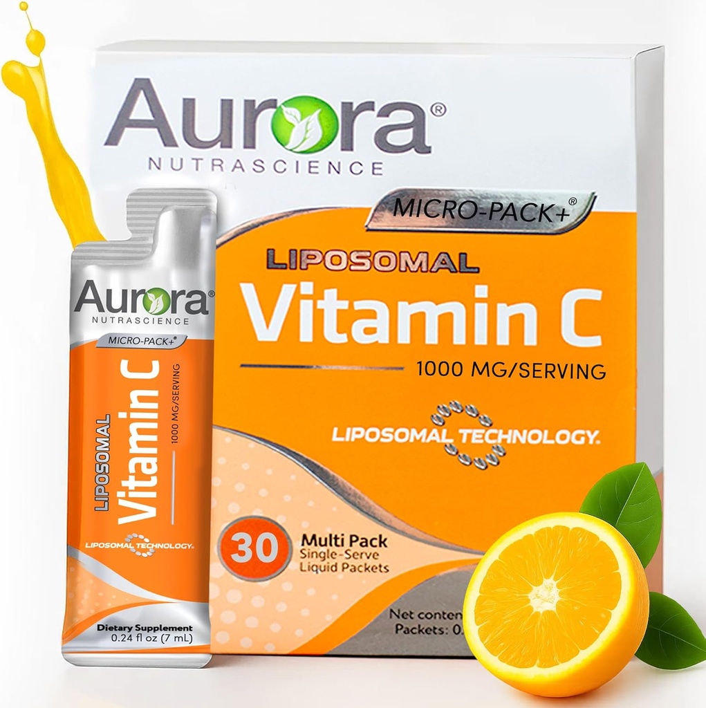 Aurora Nutrascience Micro-Pack Liposomal Vitamin C、免疫サポート、1,000 mg/サービング、グルテンフリー、非GMO、30シングルサーブパケット、21.7 oz