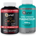 Qunol CoQ10 100mgのSoftgels、3Xのよりよい吸収4か月の供給+ 120の計算のマグネシウムのGlycinateのカプセル420mgの高い吸収のマグネシウムの補足、180の計算