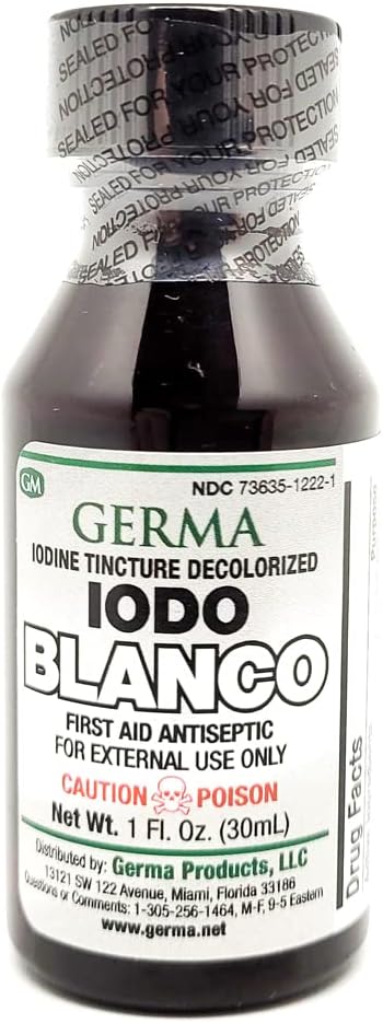 ゲルマ・イオダインのチンキは無色の白の明確なイオドYODO Blancoの液体を脱色しました