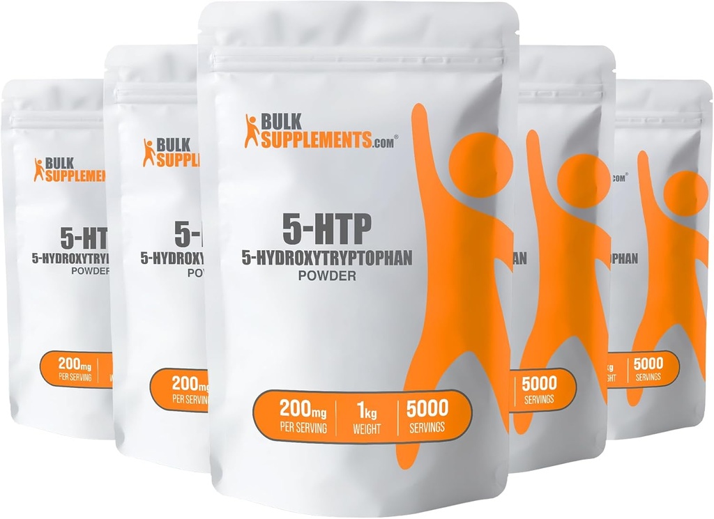 BulkSupplements.com 5-HTPパウダー - 5-Hydroxytryptophan、5 HTPサプリメント - 5-HTP 200mg、気分のサポートサプリメント - グルテンフリー、給餌あたり200mg、5kg(11ポンド)(5パック)