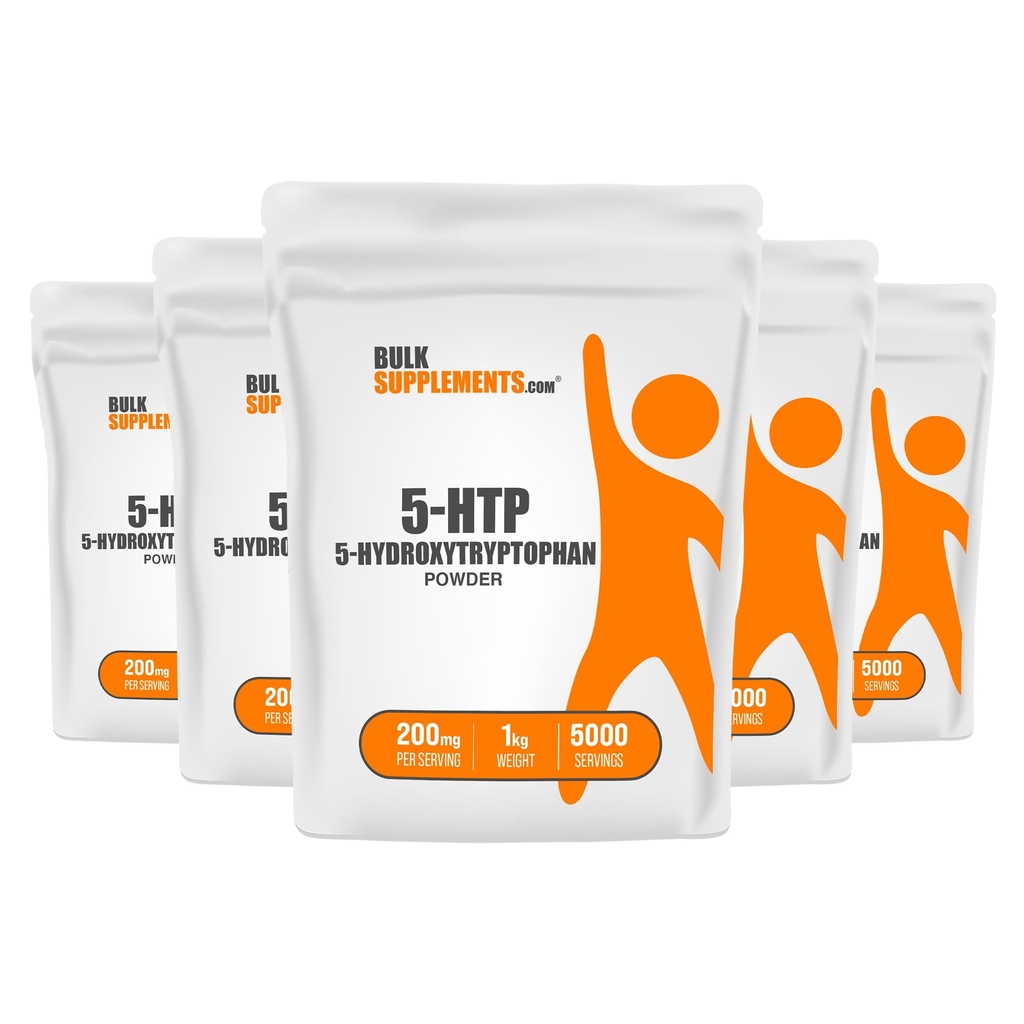 BulkSupplements.com 5-HTPパウダー - 5-Hydroxytryptophan、5 HTPサプリメント - 5-HTP 200mg、気分のサポートサプリメント - グルテンフリー、給餌あたり200mg、5kg(11ポンド)(5パック)
