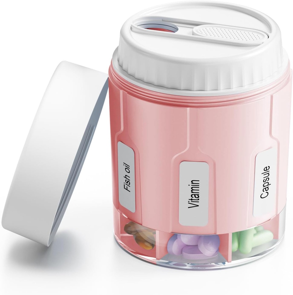 Davikyの丸薬のびんのオルガナイザー、7つの大きいコンパートメント、旅行丸薬ディスペンサーの2つのふたが付いている丸薬箱が付いている補足のオルガナイザー ホワイト)