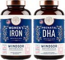 WINDSOR BOTANICALSの胎児DHAおよび葉酸の女性のための鉄の丸薬 - 胎児のビタミンの束