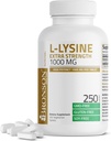 Bronson L-Lysine Extra Strength 1000 MG per Tablet High Potency, Immune Support & Supports Collagen Synthesis, Non-GMO, 250 Vegetarian Tablets