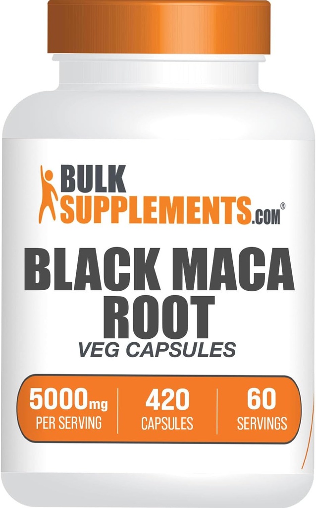 BulkSupplements.comブラックマカルートカプセル - ブラックマカサプリメント、ブラックマカルート5000mg、ブラックマカカプセル - グルテンフリー、サービングあたりの7カプセル420ベジカプセル(1パック)