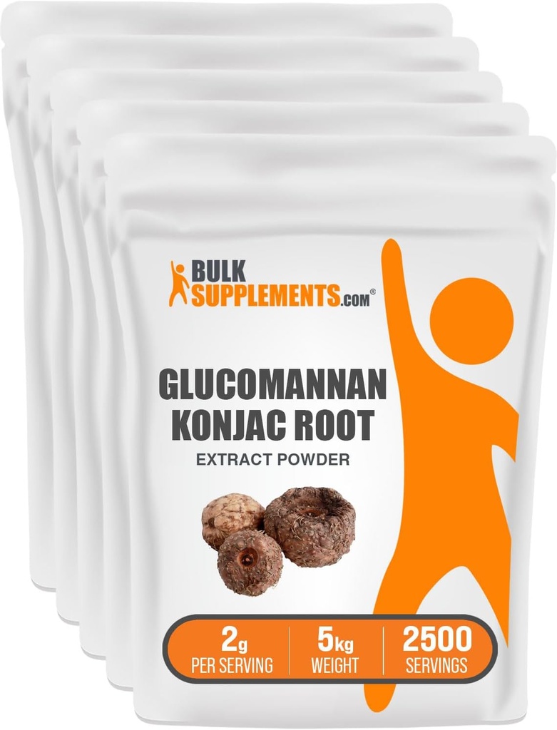 BulkSupplements.comグルコマンナンパウダー - Konjac根エキスパウダー、グルコマンナンサプリメント - グルテンフリー、サービングあたり2g、1kg(5のパック)