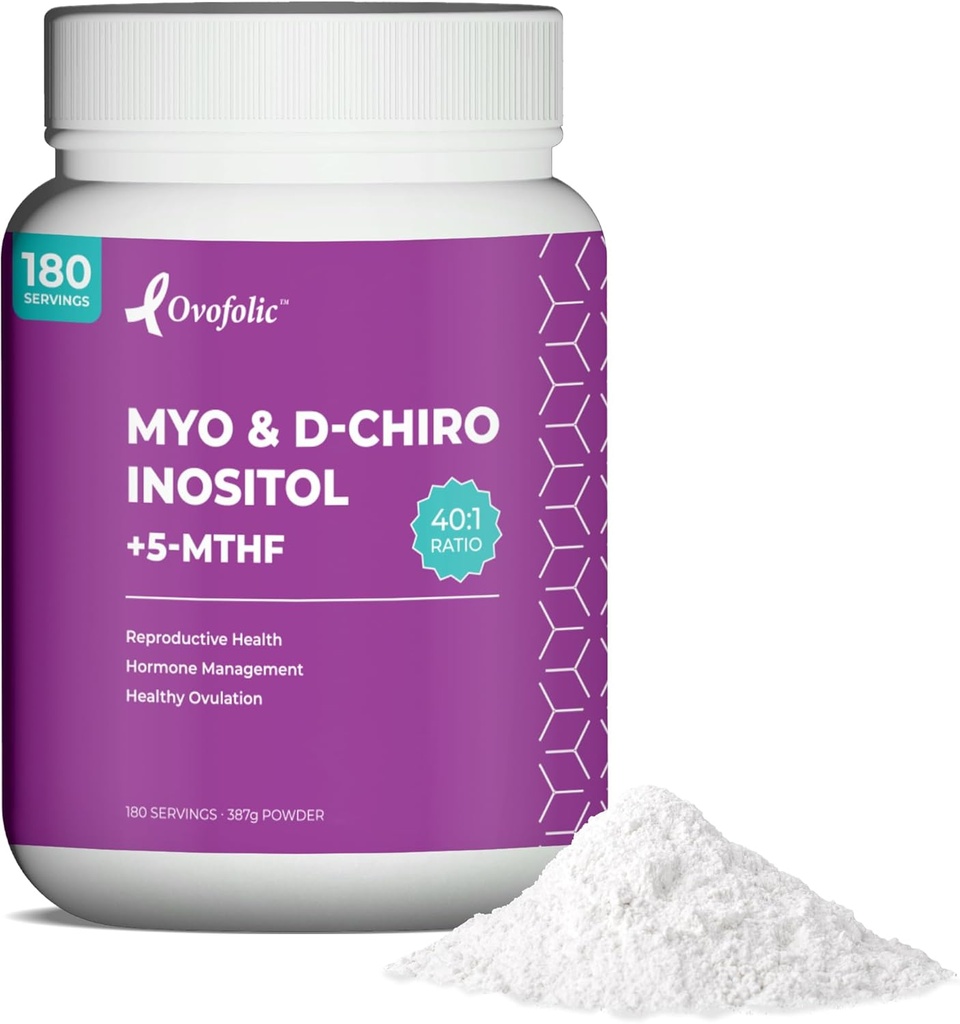 イノシトールサプリメント - Myo-InositolとD-Chiro Inositol Plus Active Folate - 理想的な40:1レシオ - ホルモンバランス(180サービング、387gジャー)