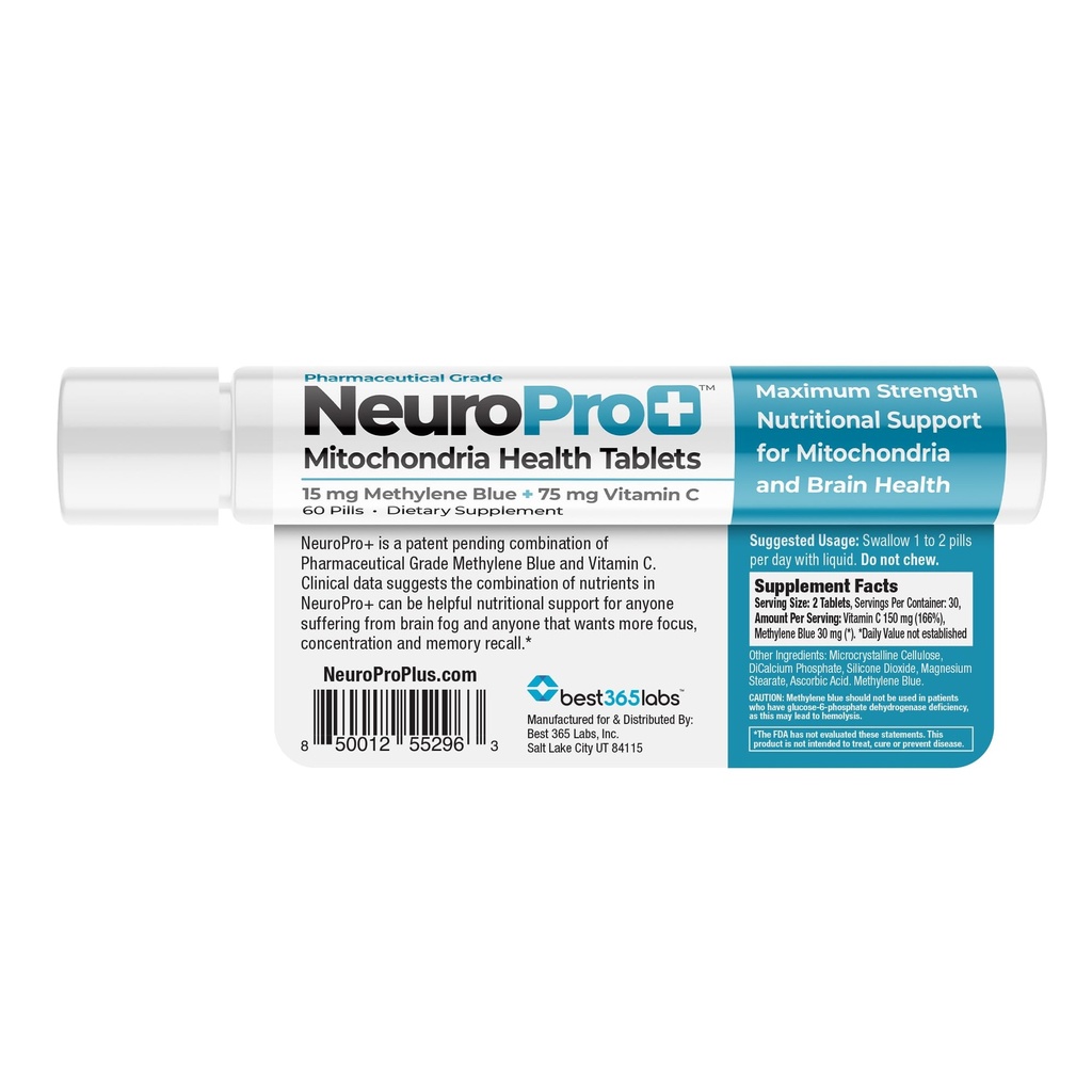 NeuroPro + - メチレンブルーとCコンプレックス - 最大強度ミトコンドリアサポート錠 - 速い演技メンタルクラリティサポート - 60錠