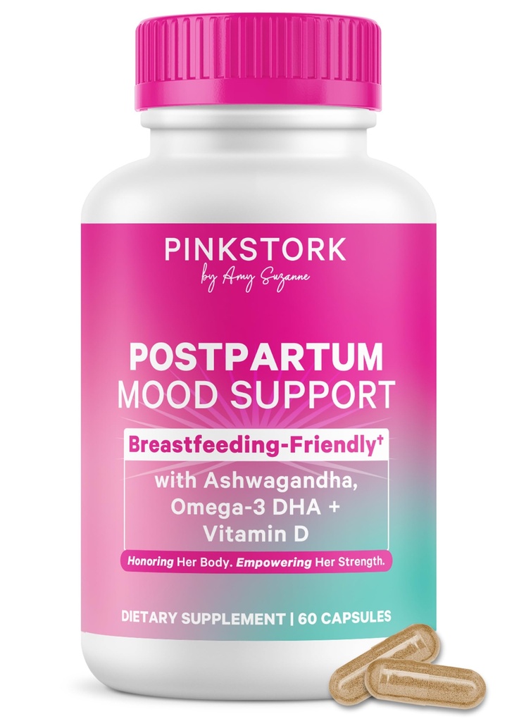 ピンクの嵐の産後の気分のサポート - 女性の産後のホルモンのバランス - Breastfeedingフレンドリー - ストレス&認知サポート、新しいママのエッセンシャル - Ashwagandha、Chamomile、およびビタミンD、60カプセル