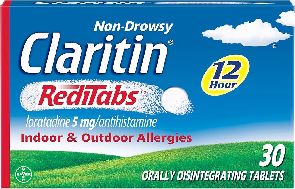 Claritin RediTabs 12時間アレルギー薬、非眠性の処方強度アレルギー救済、Loratadine Antihistamine錠、30カウント、2のパック