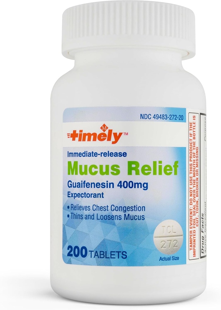 株式会社タイムキャップ LABS 時機を得たムカスの救助のGuaifenesin 400mg 200のタブレット-即時解放のムカスのプレグムの救助-Mucusの取り外し、箱の混雑、フル 風邪、アレルギーのためのexpectorant