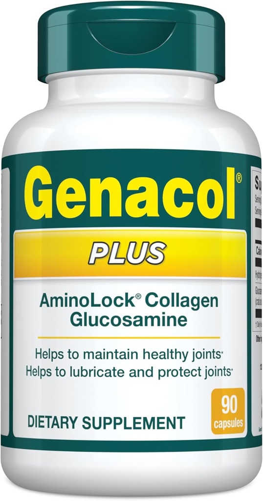 Genacol Plus – グルコサミンとコラージュサプリメント, 超加水分解コラーゲンペプチド, イーズジョイントムーブメント, 軟骨を維持, 90 カプセル (30 日供給)
