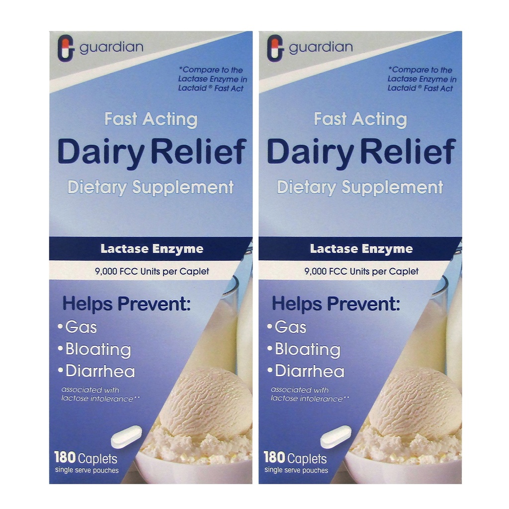 Guardianの酪農場の救助の速い代理のLactase、360のカプレット、9000 FCCの最高の強さ、Lactoseの許容の丸薬、Lactaseの酵素の補足(360 CT)
